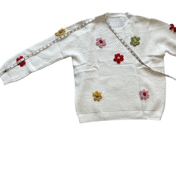 Ecosunny Flower Appliqué Textured Knit Sweater NWOT XL - Picture 7 of 9